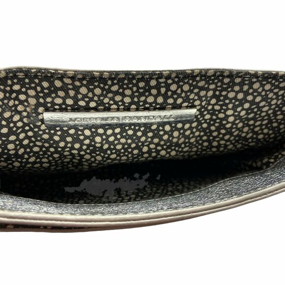 Loeffler Randall Silver Leather Lightweight Envelope Lock Clutch Purse Bag 6"X8" - Picture 8 of 16